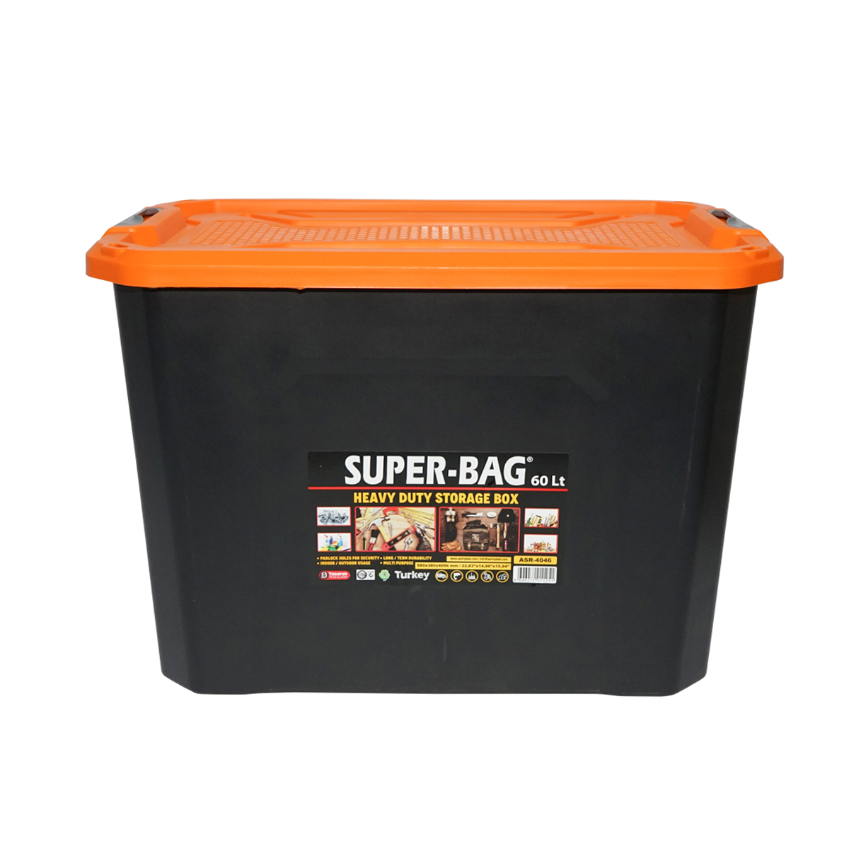 Cutie, lada depozitare heavy duty 60L cu capac, portocalie 580x380x405mm Breckner Germany