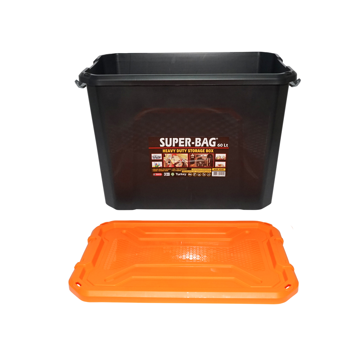 Cutie, lada depozitare heavy duty 60L cu capac, portocalie 580x380x405mm Breckner Germany - imagine 4