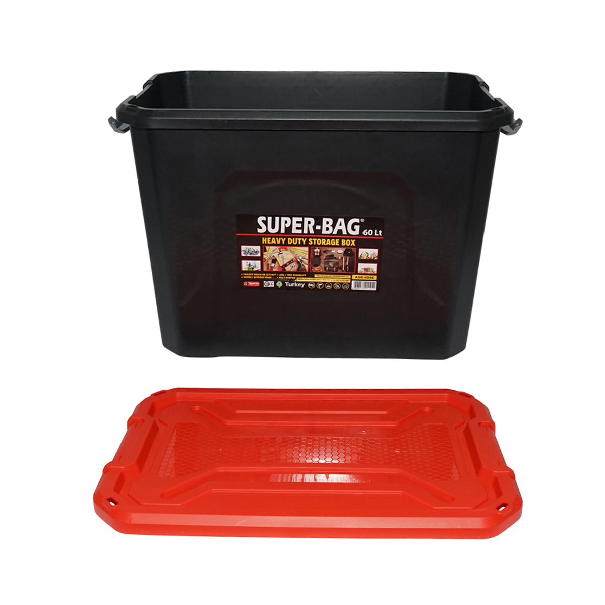 Cutie, lada depozitare heavy duty 60L cu capac, rosu 580x380x405mm Breckner Germany - imagine 4