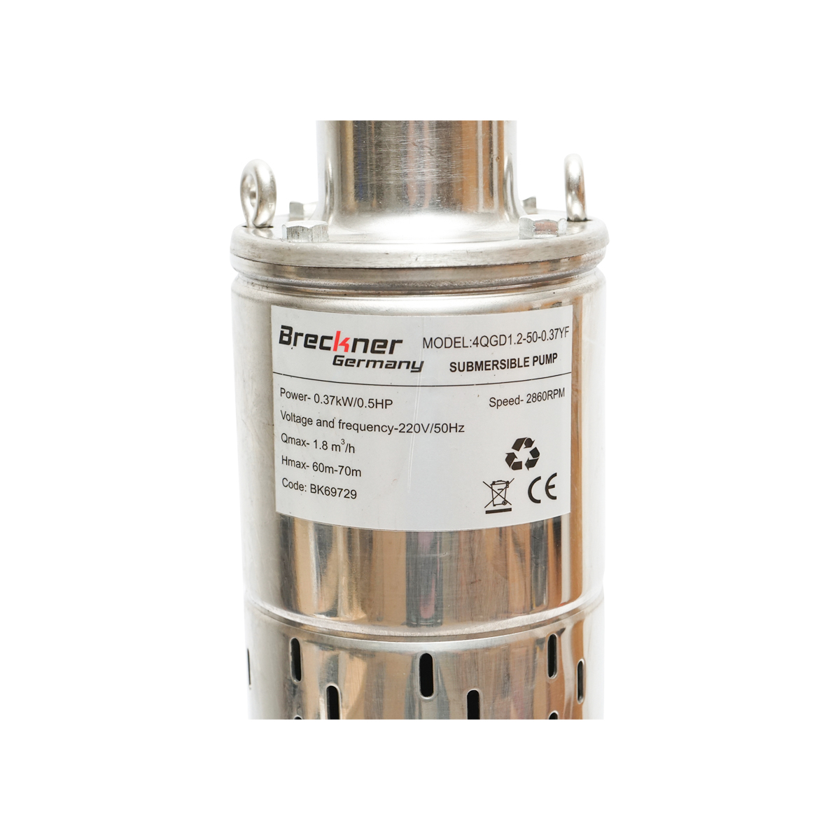 Pompa apa submersibila 4 inch, 370W, 30l/min H60m, 220V cu flotor 4QGD1.2-50-0.37F Breckner Germany - imagine 2