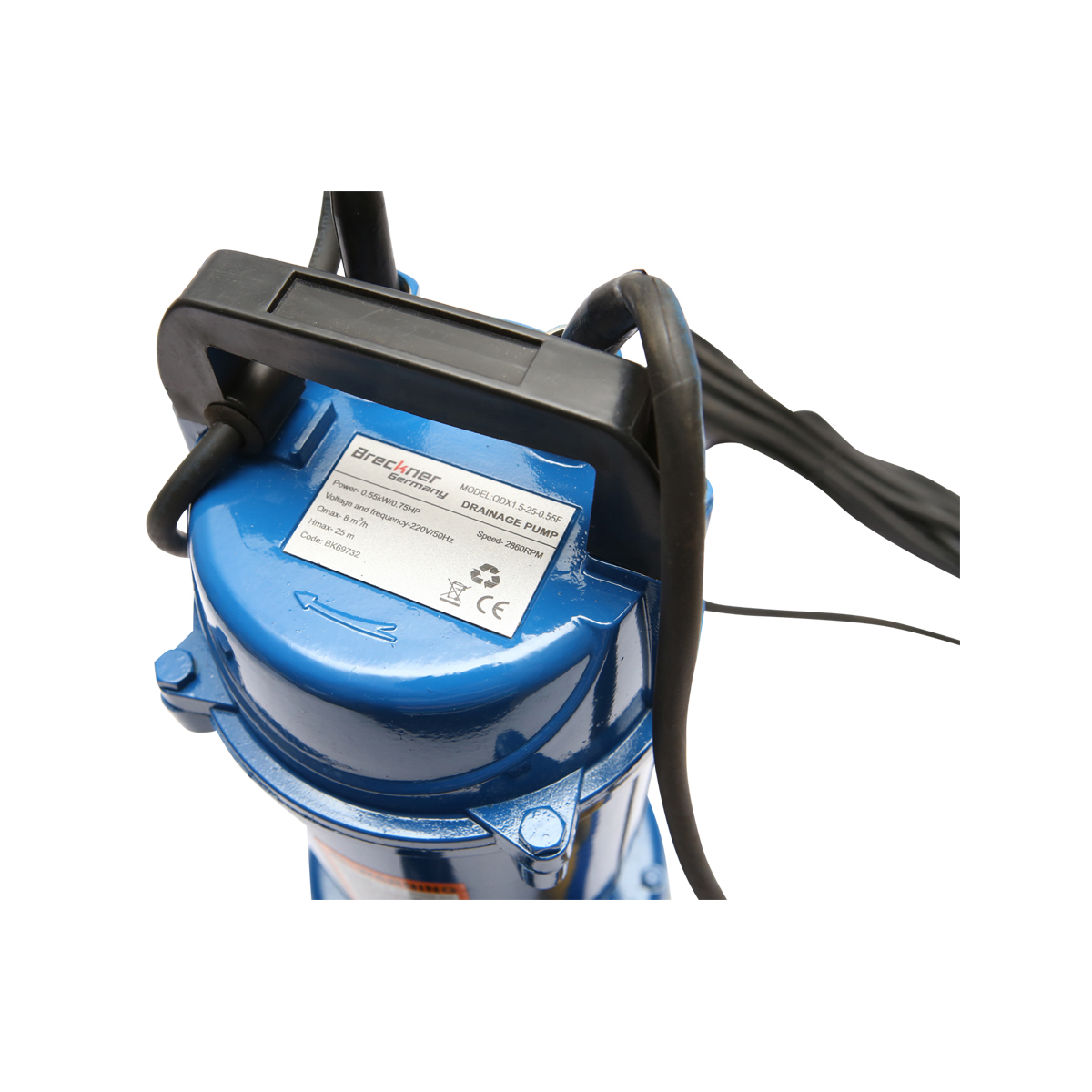 Pompa apa murdara, drenaj submersibila cu flotor 550W, 133L/min, adancime 20m, 220V, QDX1.5-25-0.55F Breckner Germany - imagine 4