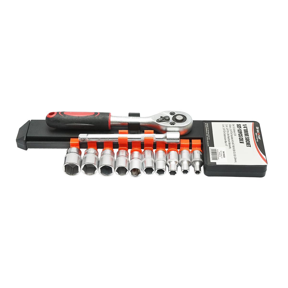 Set clichet reversibil 1/4 cu 10 tubulare si extensie Cr-V Breckner Germany - imagine 2