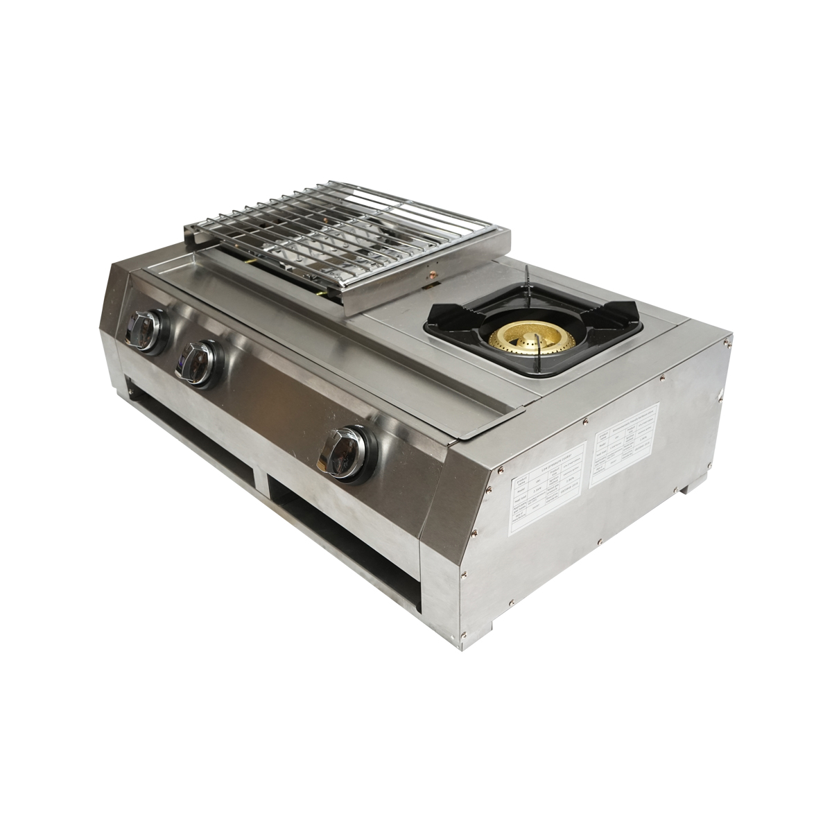 Gratar camping cu grill 2 arzatoare si 1 zona de gatit 676x400x185mm - imagine 2