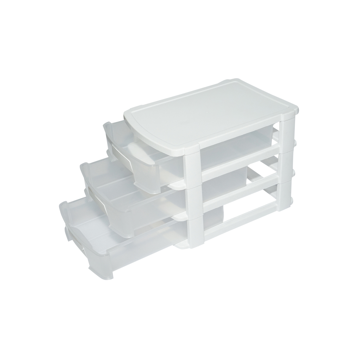 Cutie depozitare plastic cu 3 sertare alba 270x192xH198mm - imagine 5