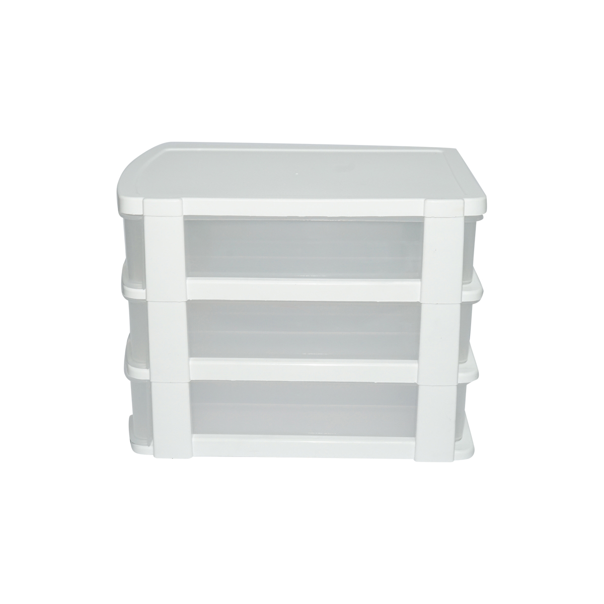 Cutie depozitare plastic cu 3 sertare alba 270x192xH198mm - imagine 3
