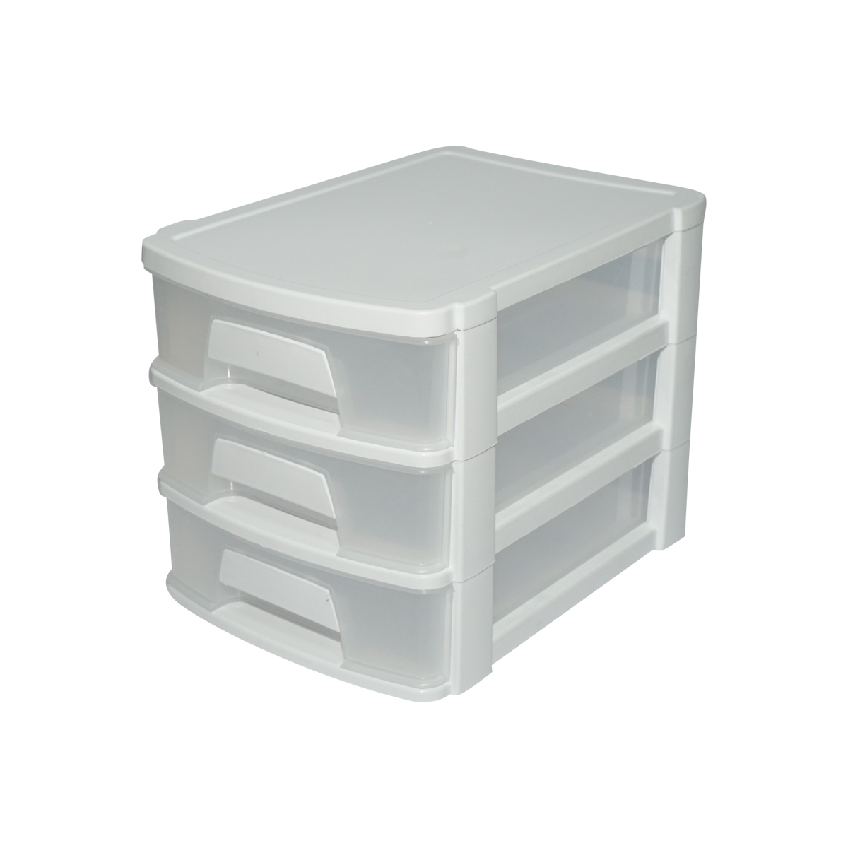 Cutie depozitare plastic cu 3 sertare alba 270x192xH198mm - imagine 2