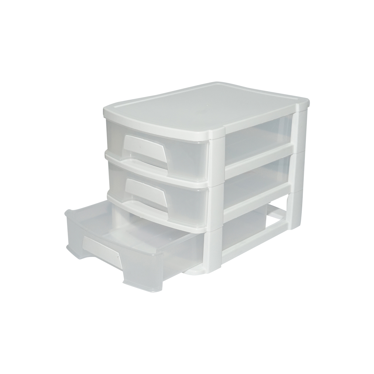 Cutie depozitare plastic cu 3 sertare alba 270x192xH198mm - imagine 4