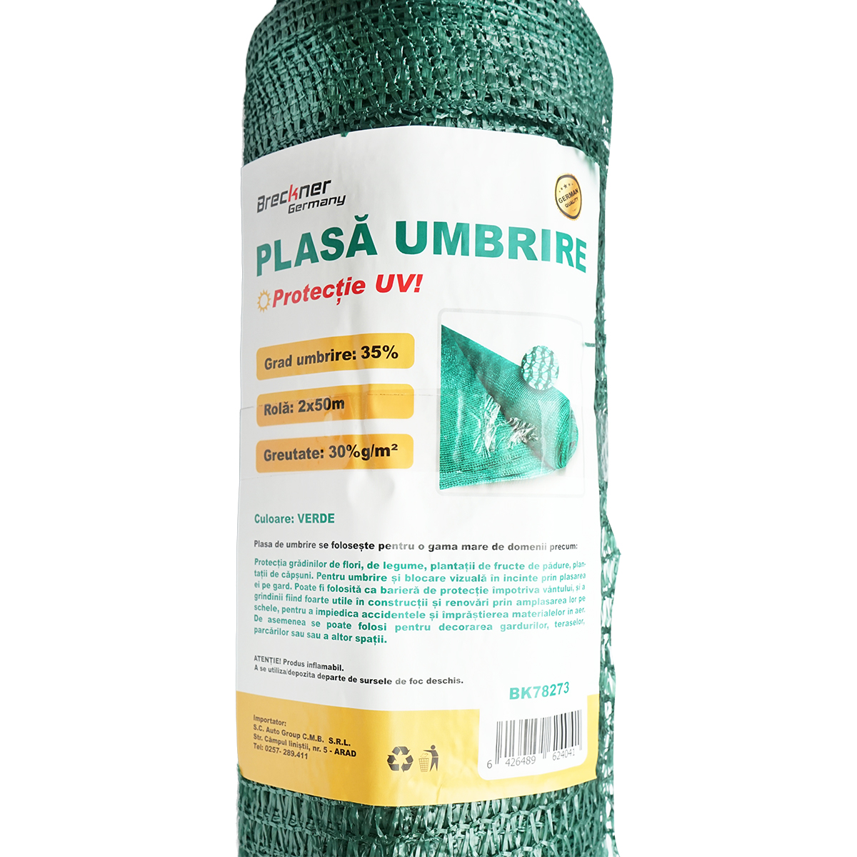 Plasa umbrire 35% latime 2M si lungime 50M verde din polietilena cu protectie UV - imagine 3