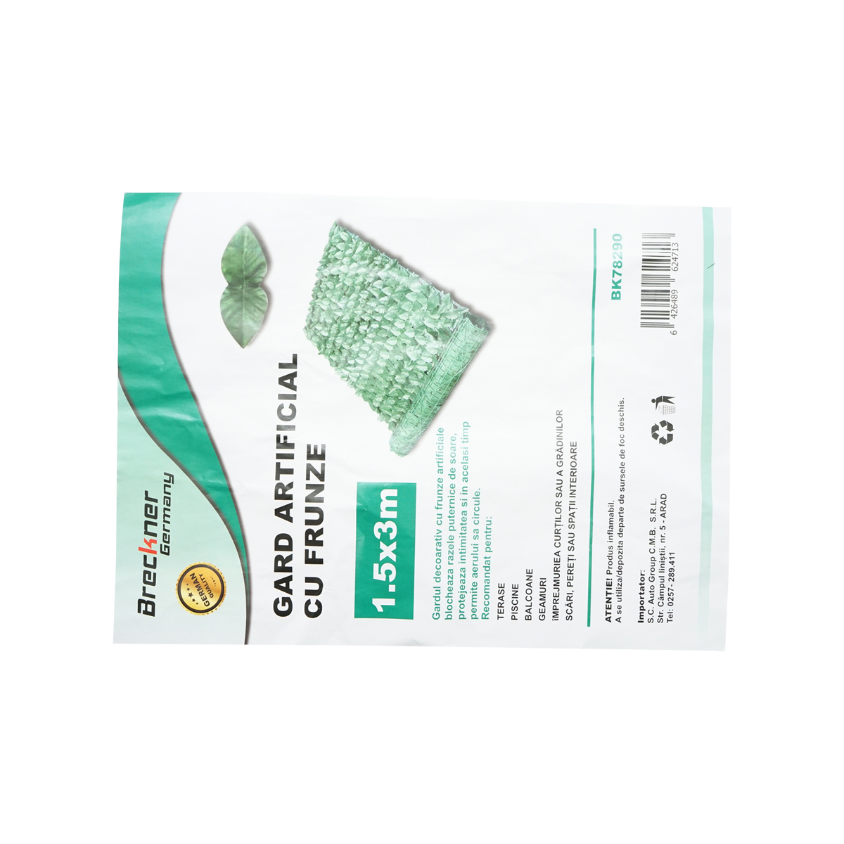 Gard viu artificial cu frunze verzi latime 1.5m si lungime 3m - imagine 4