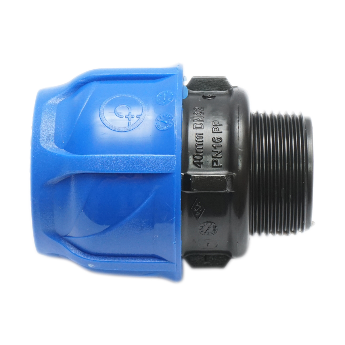 Racord compresiune cu filet exterior D40mmx1-1/4 toll, PN16 pentru sisteme de irigatii