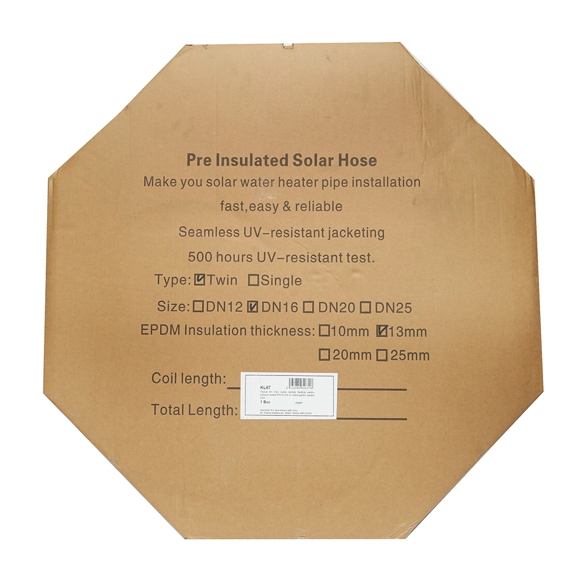 Teava 20m dubla din inox DN16-3/4 gofrata, flexibila, izolat cu cablu pentru sonda temperatura pentru instalatii solare rezidentiale - imagine 4