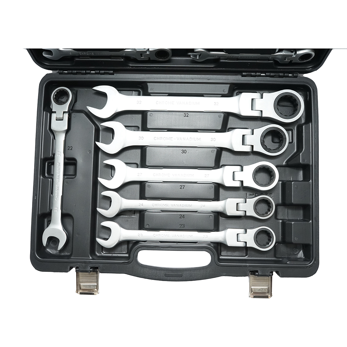 Set 22 chei combinate cu clichet articulate CrV 6-32mm Breckner Germany - imagine 3