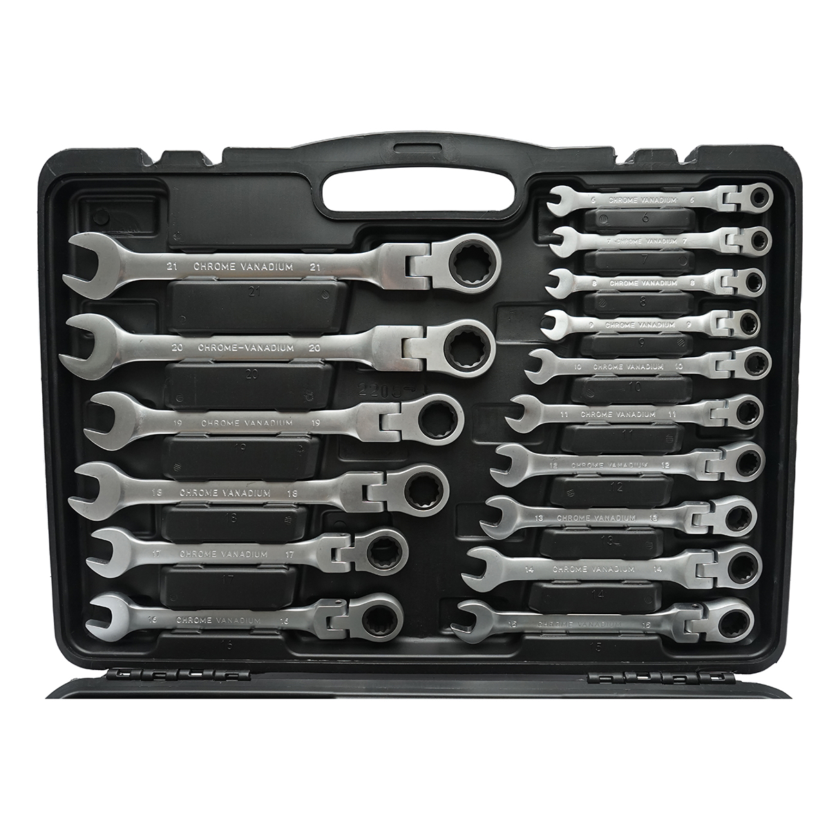 Set 22 chei combinate cu clichet articulate CrV 6-32mm Breckner Germany - imagine 4