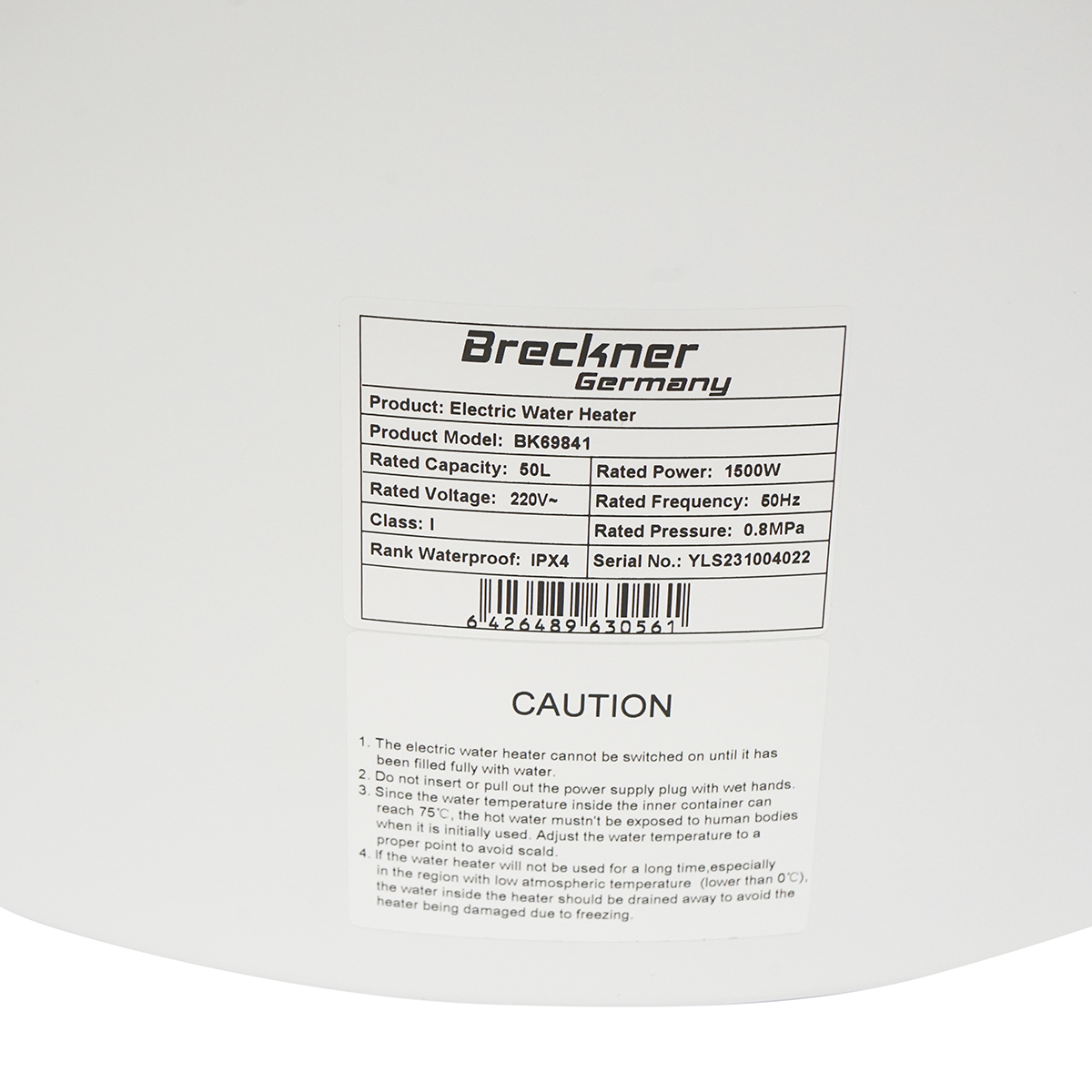 Boiler electric 50L, 1500W, IPX4, 390x646mm cu montaj vertical pentru apa calda menajera Breckner Germany - imagine 6