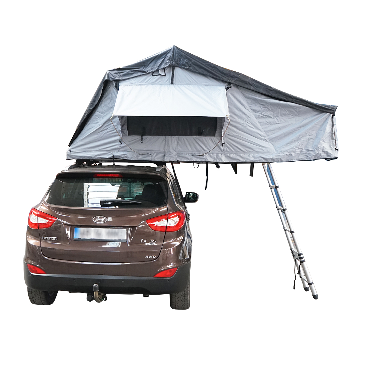 Cort auto impermeabil pentru 3 persoane, prindere pe plafon cu extensie, plaforma si scara - imagine 4