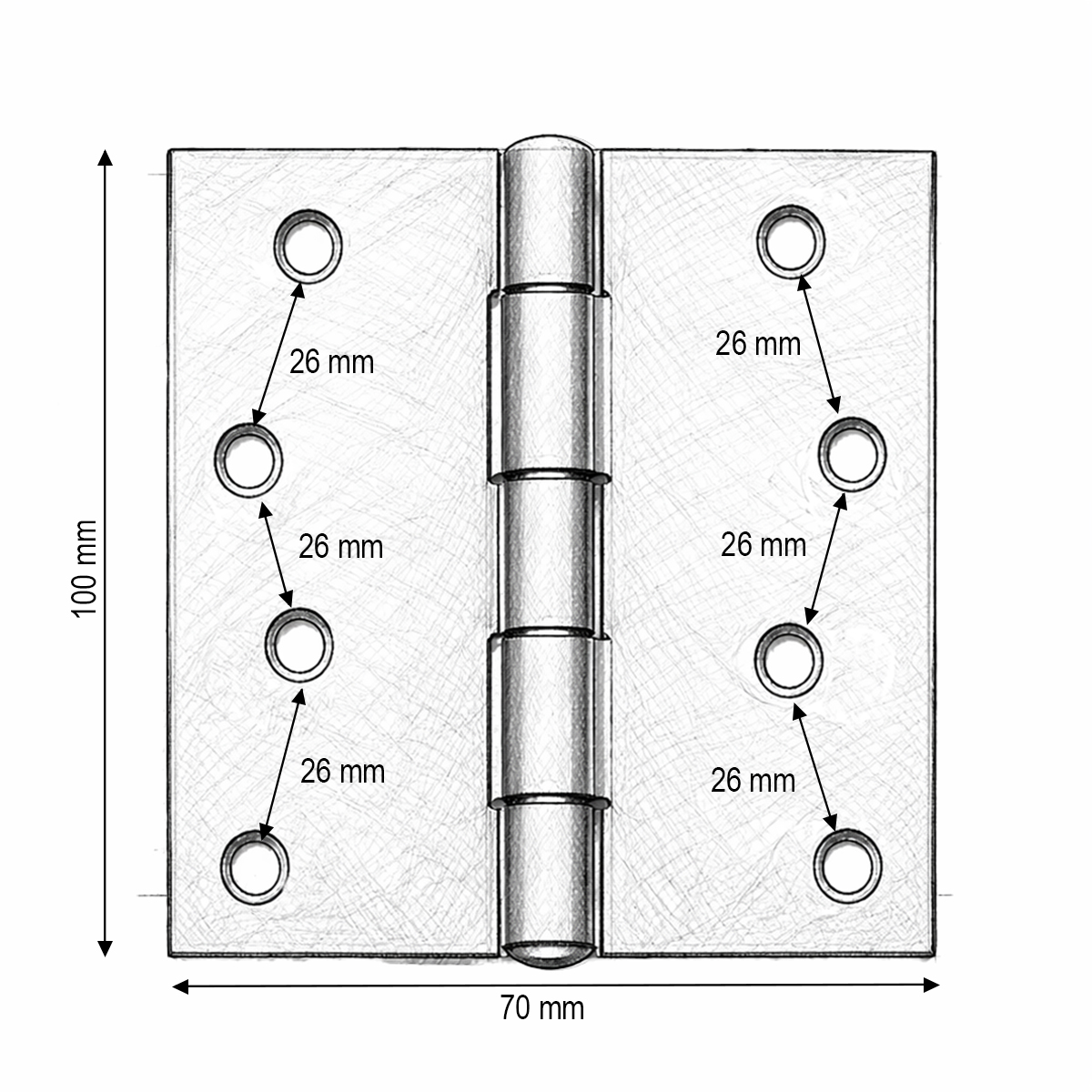 Set 2 balamale mobilier tip fluture 100x70mm, otel zincat auriu, suruburi incluse - imagine 3