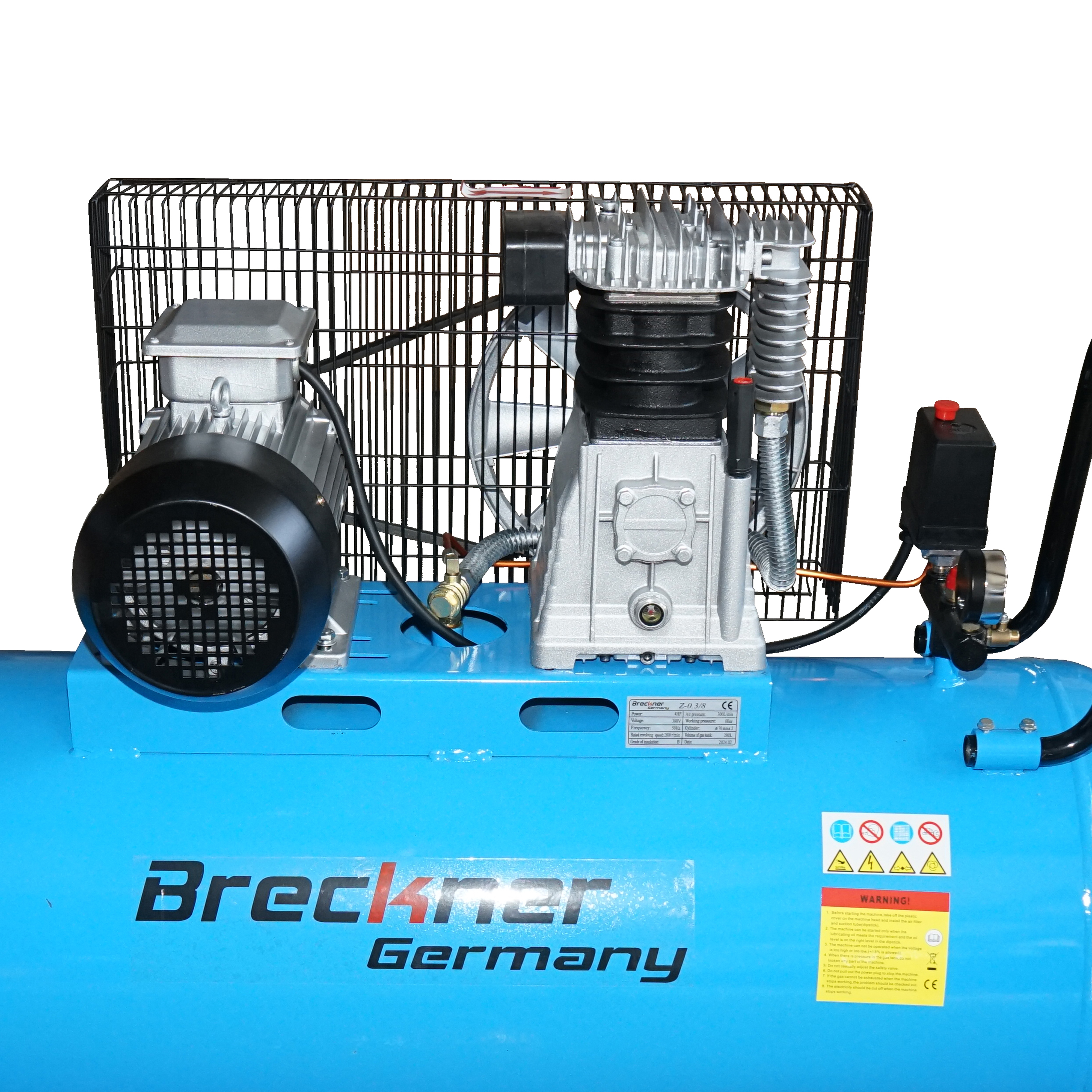 Compresor aer 380V, 200L putere 3kW/4CP presiune maxima 8 Bar, debit 250L/min Breckner Germany - imagine 6