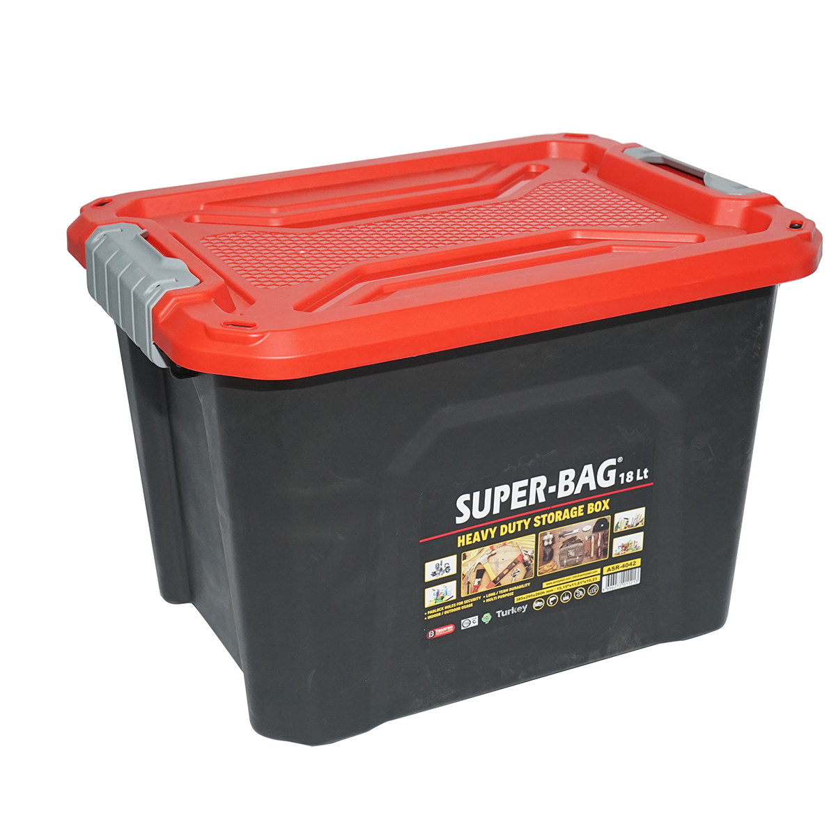 Cutie, lada depozitare heavy duty 18L cu capac, rosie 385x295x260mm Breckner Germany - imagine 3