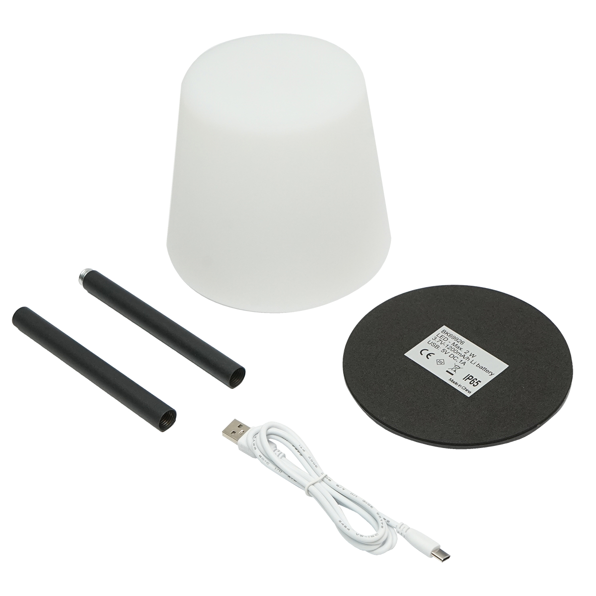 Lampa de masa LED 2W neagra, baterie 3.7V/1200mAh, reincarcabila USB 5V/1A Breckner Germany - imagine 2