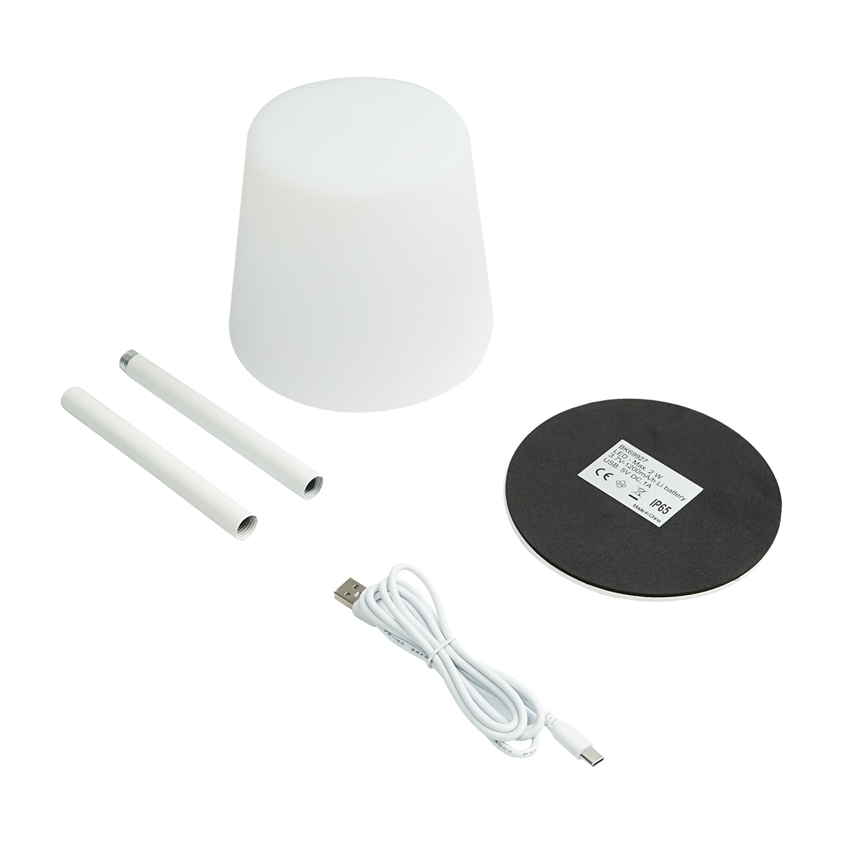 Lampa de masa LED de exterior 2W alba, baterie 3.7V/1200mAh, reincarcabila USB 5V/1A Breckner Germany - imagine 2