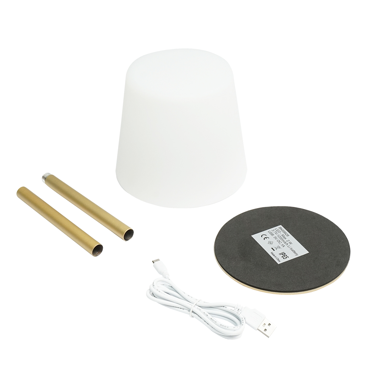 Lampa de masa LED de exterior 2W aurie, baterie 3.7V/1200mAh, reincarcabila USB 5V/1A Breckner Germany - imagine 2