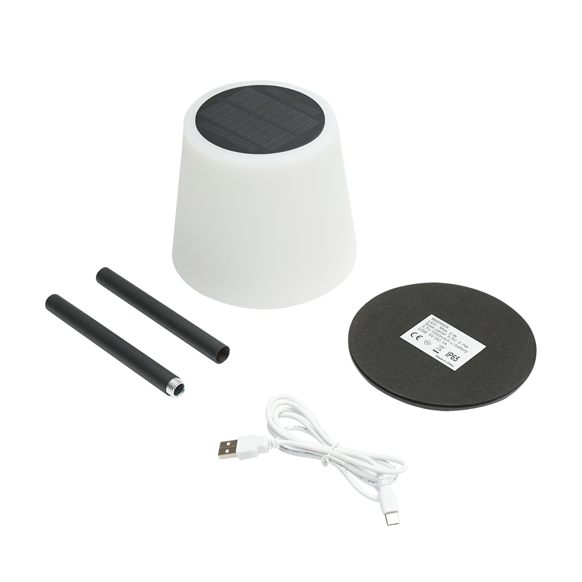 Lampa de masa solara LED 2W, panou solar 0.7W, baterie 3.7V 1200mAh, USB 5V 1A, negru Breckner Germany - imagine 2