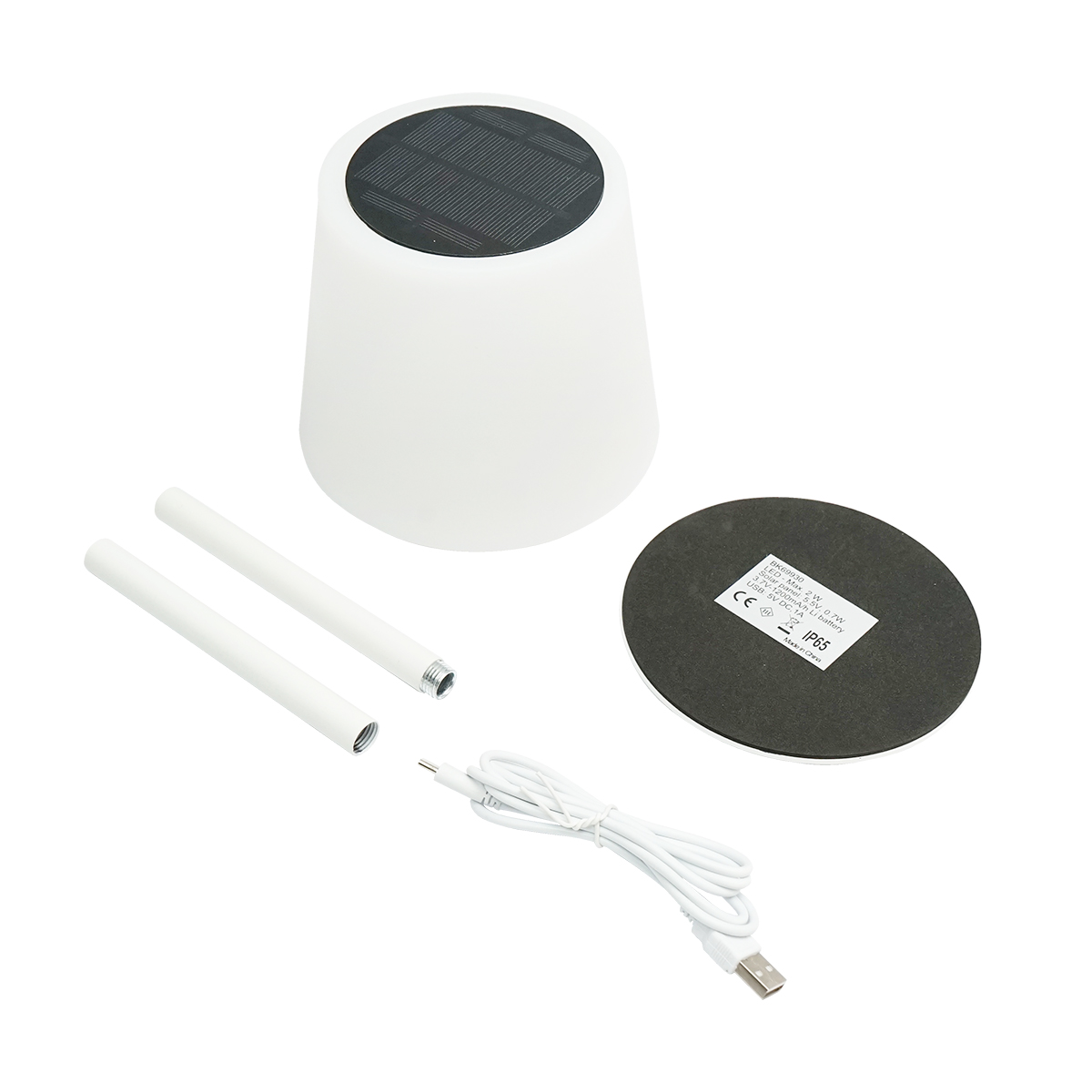 Lampa de masa solara LED 2W, panou solar 0.7W, baterie 3.7V 1200mAh, USB 5V 1A, alb Breckner Germany - imagine 2