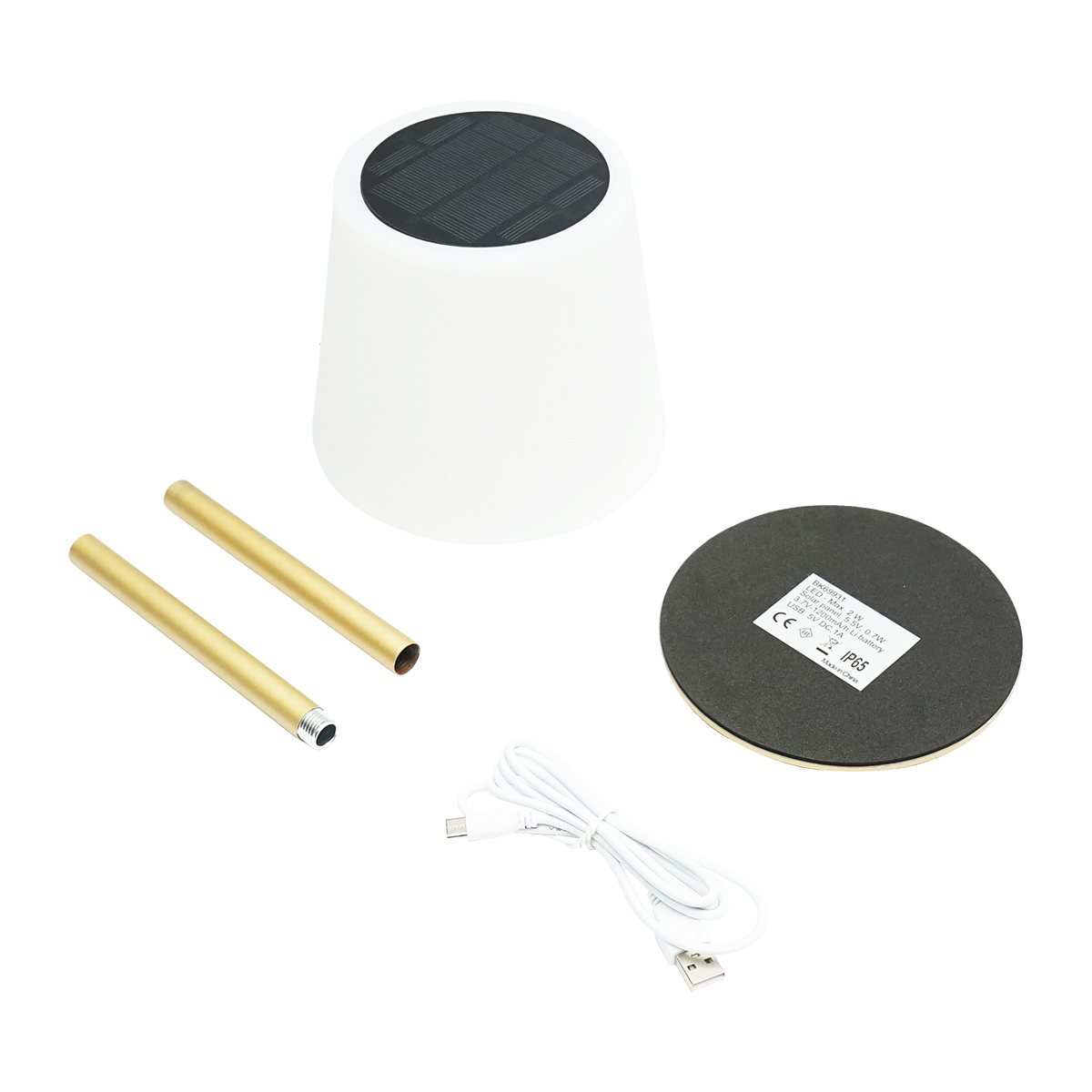 Lampa de masa solara LED 2W, panou solar 0.7W, baterie 3.7V 1200mAh, USB 5V 1A, auriu Breckner Germany - imagine 2