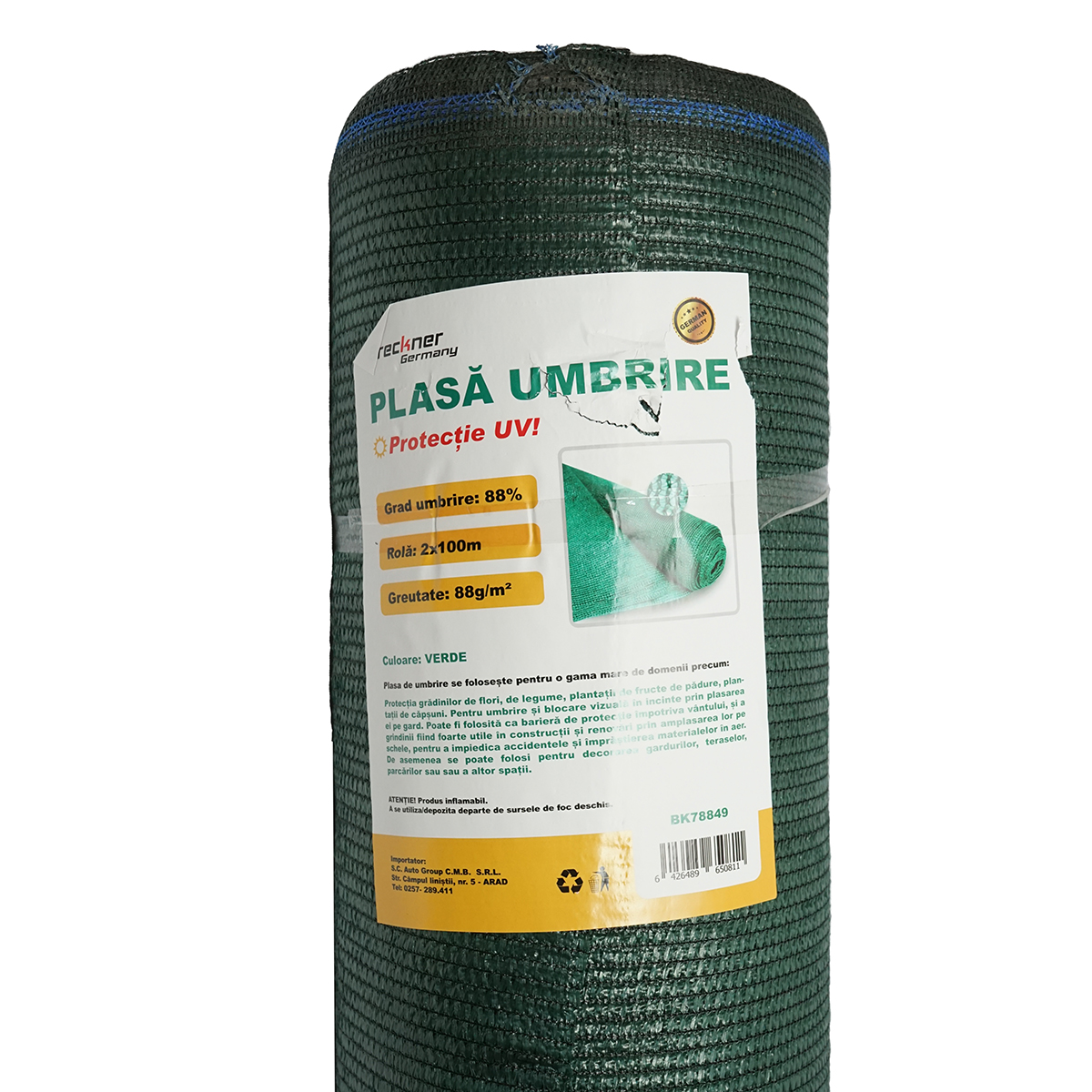 Plasa umbrire 88% latime 2M si lungime 100M verde din polietilena cu protectie UV - imagine 3