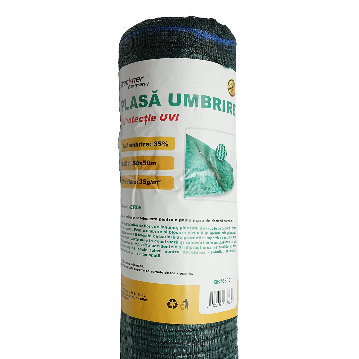 Plasa umbrire 35% latime 1.5M si lungime 50M verde din polietilena cu protectie UV - imagine 3