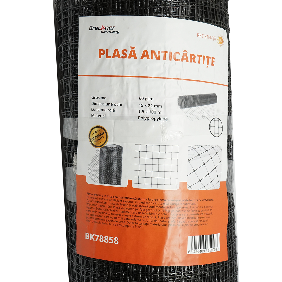 Plasa anti cartita 60g, 1.5x100m cu ochi 15x22mm Breckner Germany - imagine 3