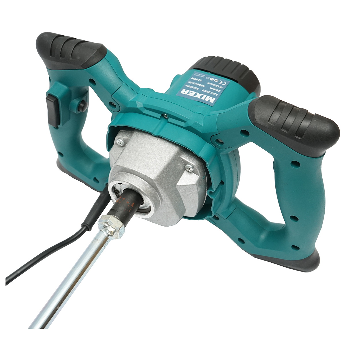 Malaxor electric cu amestecator 1200W, 220V, 6 trepte viteza 0-800rpm, paleta 120mm, M24 pentru adeziv, vopsea, mortar Breckner Germany - imagine 6