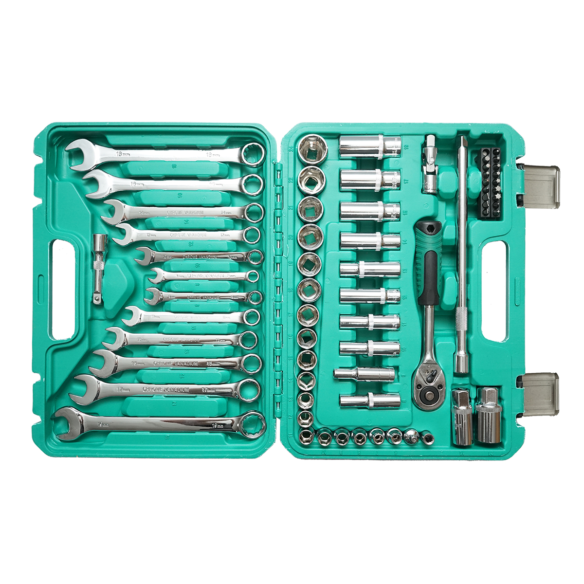 Trusa chei combinate, tubulare, fixe, torx, antrenor cu clichet 69 piese Breckner Germany - imagine 3
