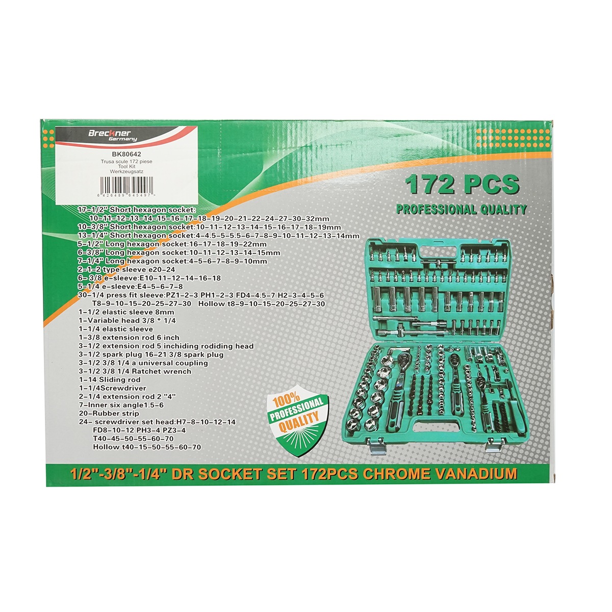 Trusa chei combinate si tubulare 172 piese Breckner Germany - imagine 2