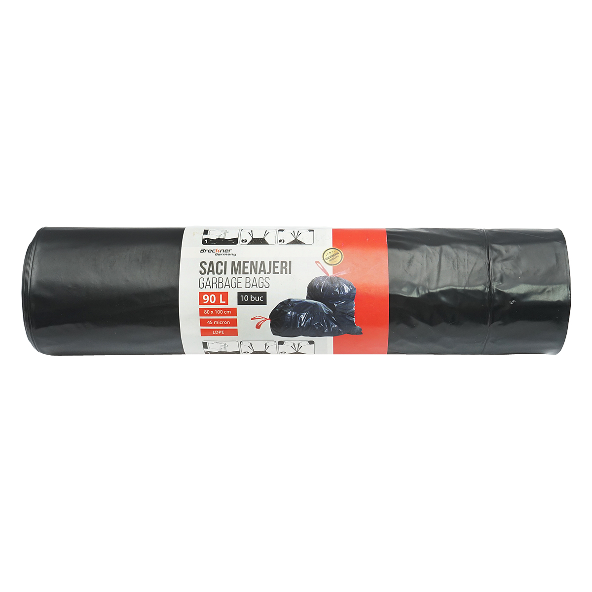 Set 10 saci gunoi menajer 90L, 80x100cm 45 microni LDPE Breckner Germany