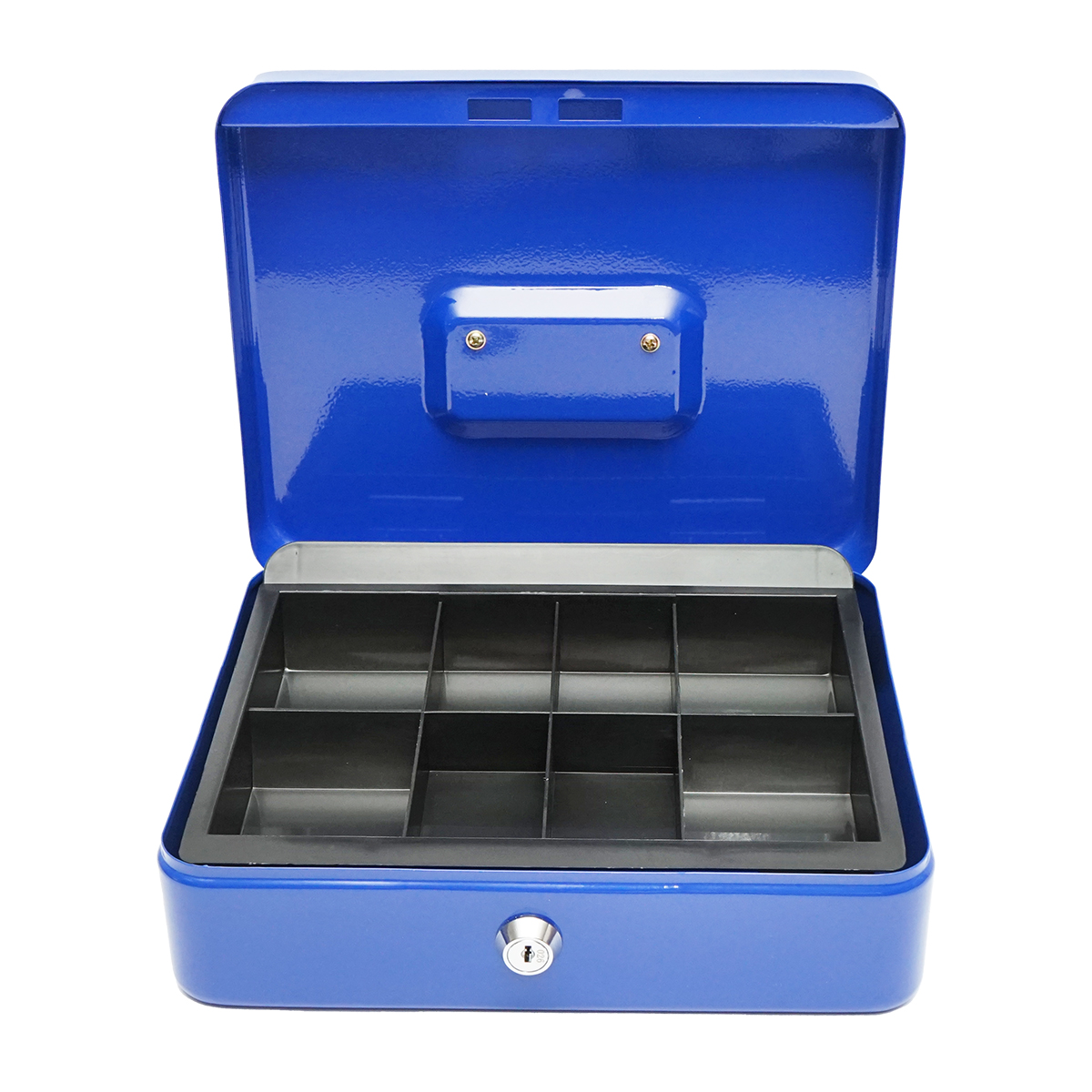 Caseta metalica pentru pentru bani cu incuietoare si 2 chei albastra 250x200x90mm - imagine 2