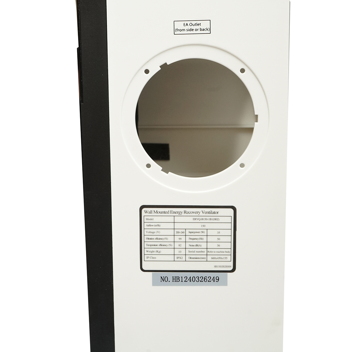 Centrala de ventilatie cu recuperare de caldura, montaj perete 150m3/h, 35W, 220V ERVQ-B150-1A1F - imagine 6