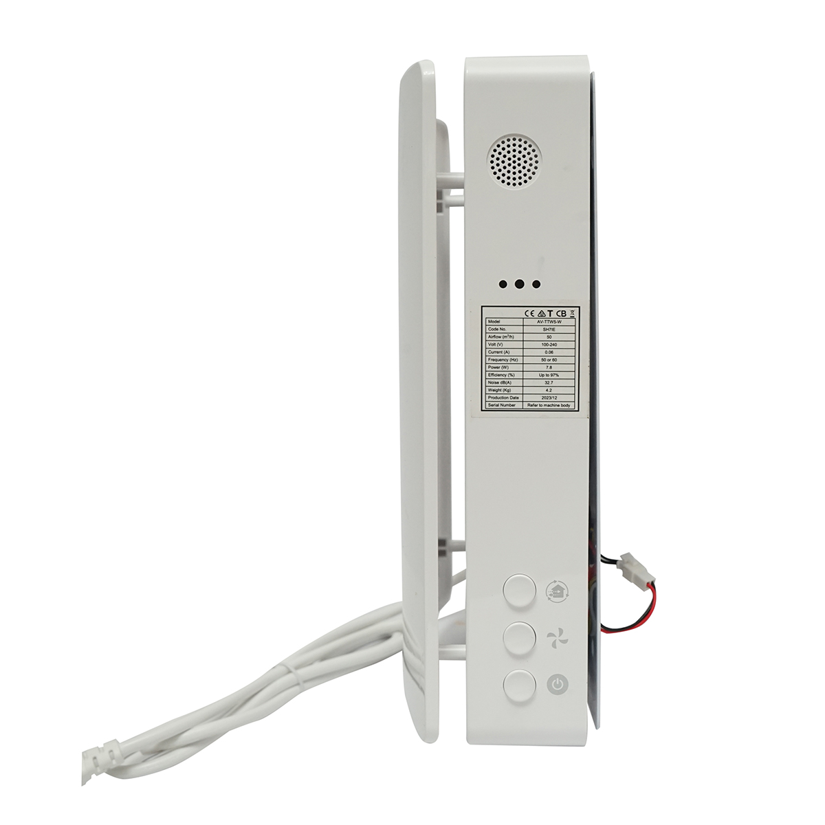 Ventilator cu recuperare de caldura pentru 1 camera, montaj perete 50m3/h, 7.8W, Wi-Fi 220V AV-TTW5-W - imagine 9