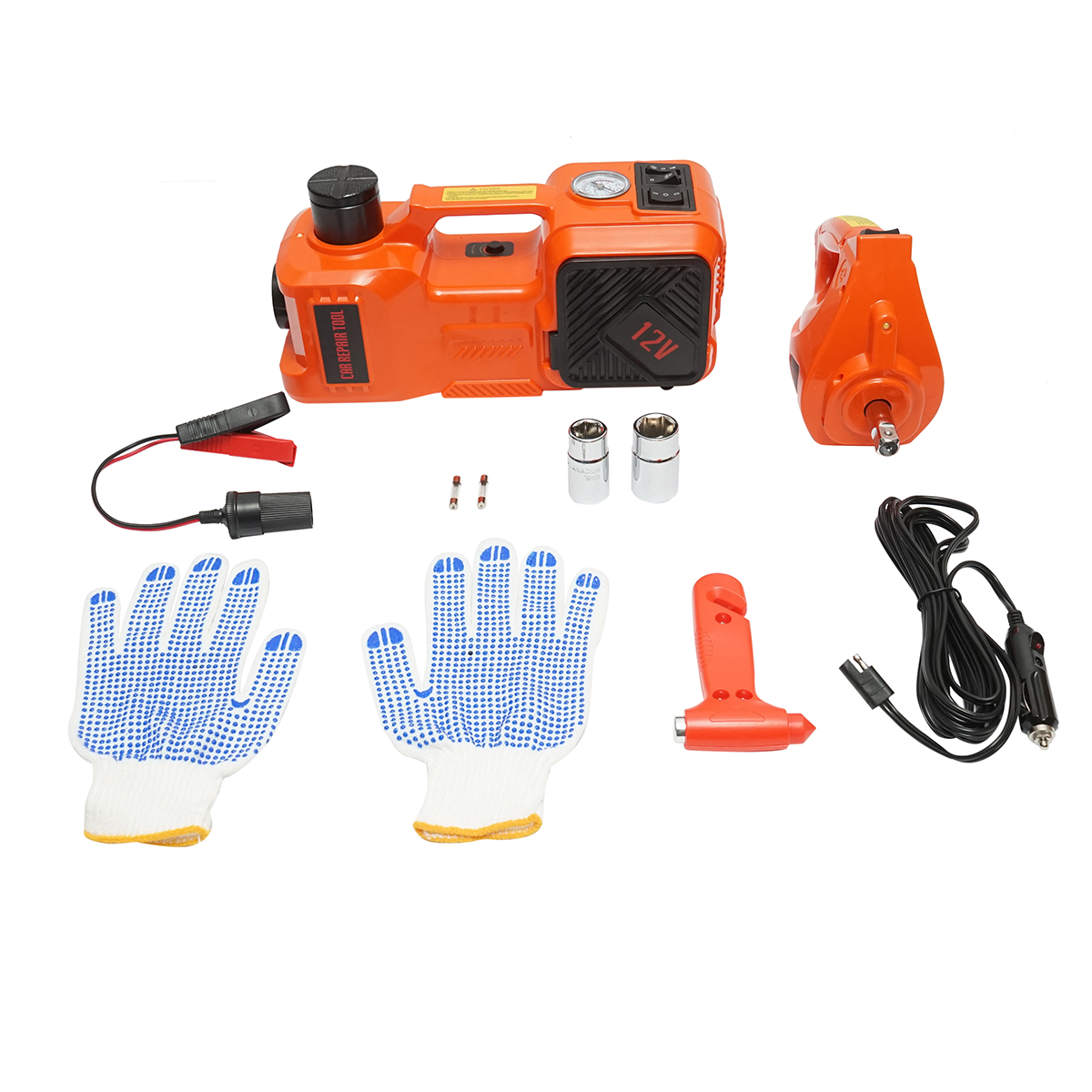 Cric hidraulic electric 5T, compresor aer si cheie de impact 12V Breckner Germany - imagine 3
