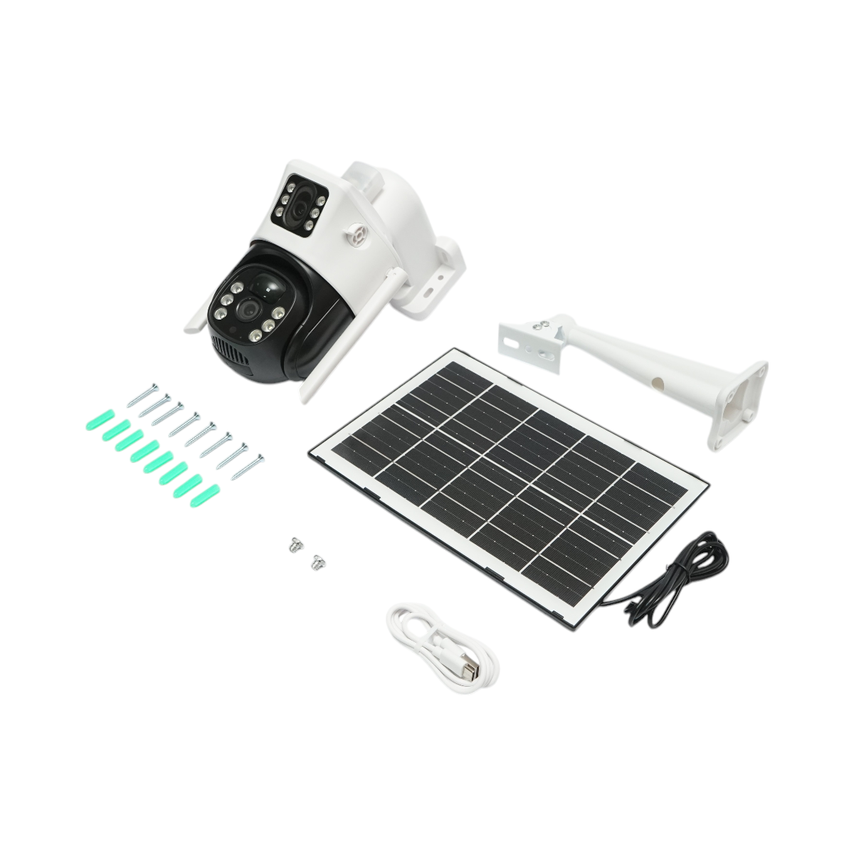 Camera supraveghere lentila duala 2x2MP, WIFI rotativa cu panou solar 7W, PTZ, 1080P, senzor miscare, night vision, aplicatie V380 Pro - imagine 2