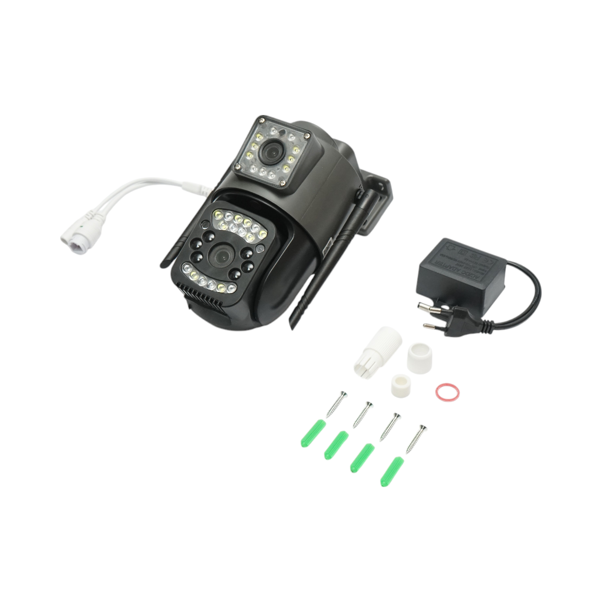 Camera de supraveghere lentila duala WIFI 2.4GHz, P2P 1080P, senzor miscare, detectie umana, night vision, PTZ rotativa 355 grade, aplicatie V380 Pro - imagine 2