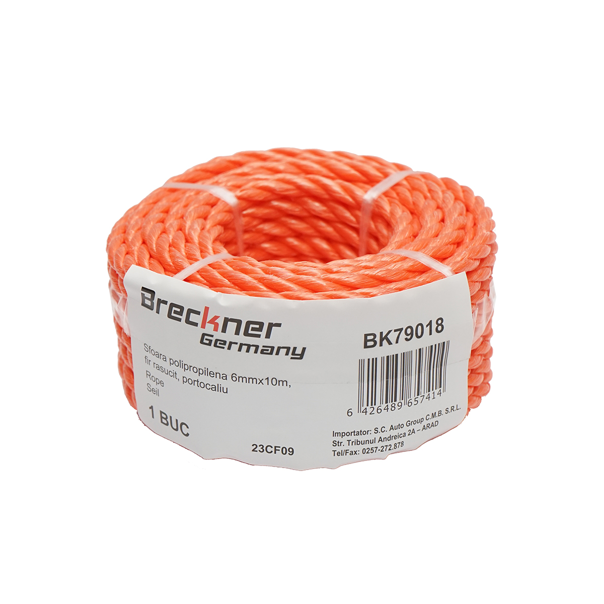 Sfoara PP fir rasucit portocalie 6mmx10m Breckner Germany