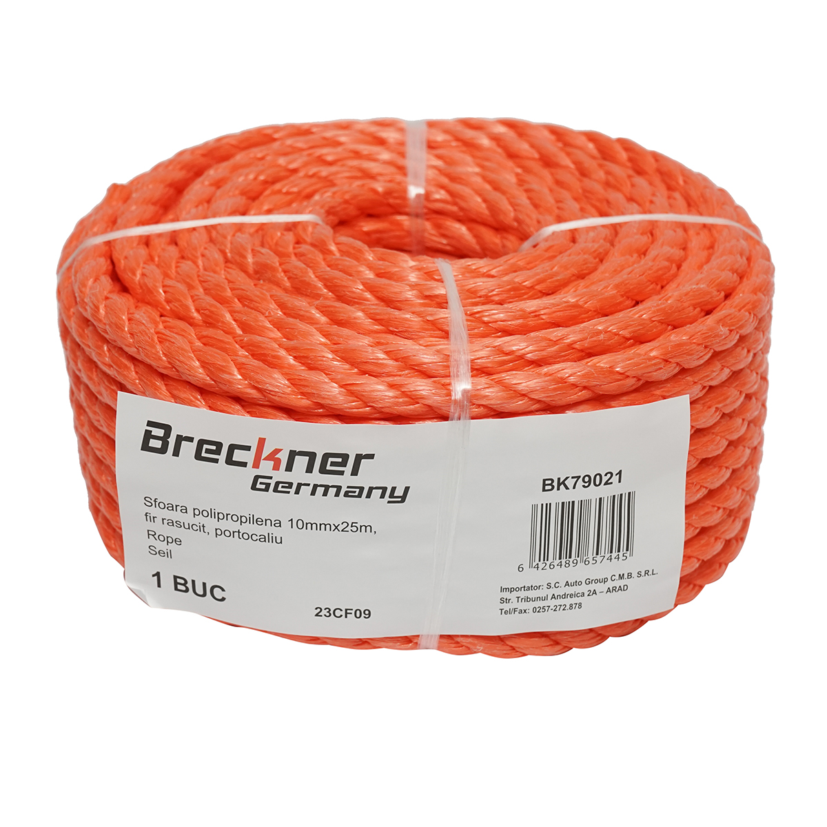 Sfoara PP fir rasucit portocalie 10mmx25m Breckner Germany