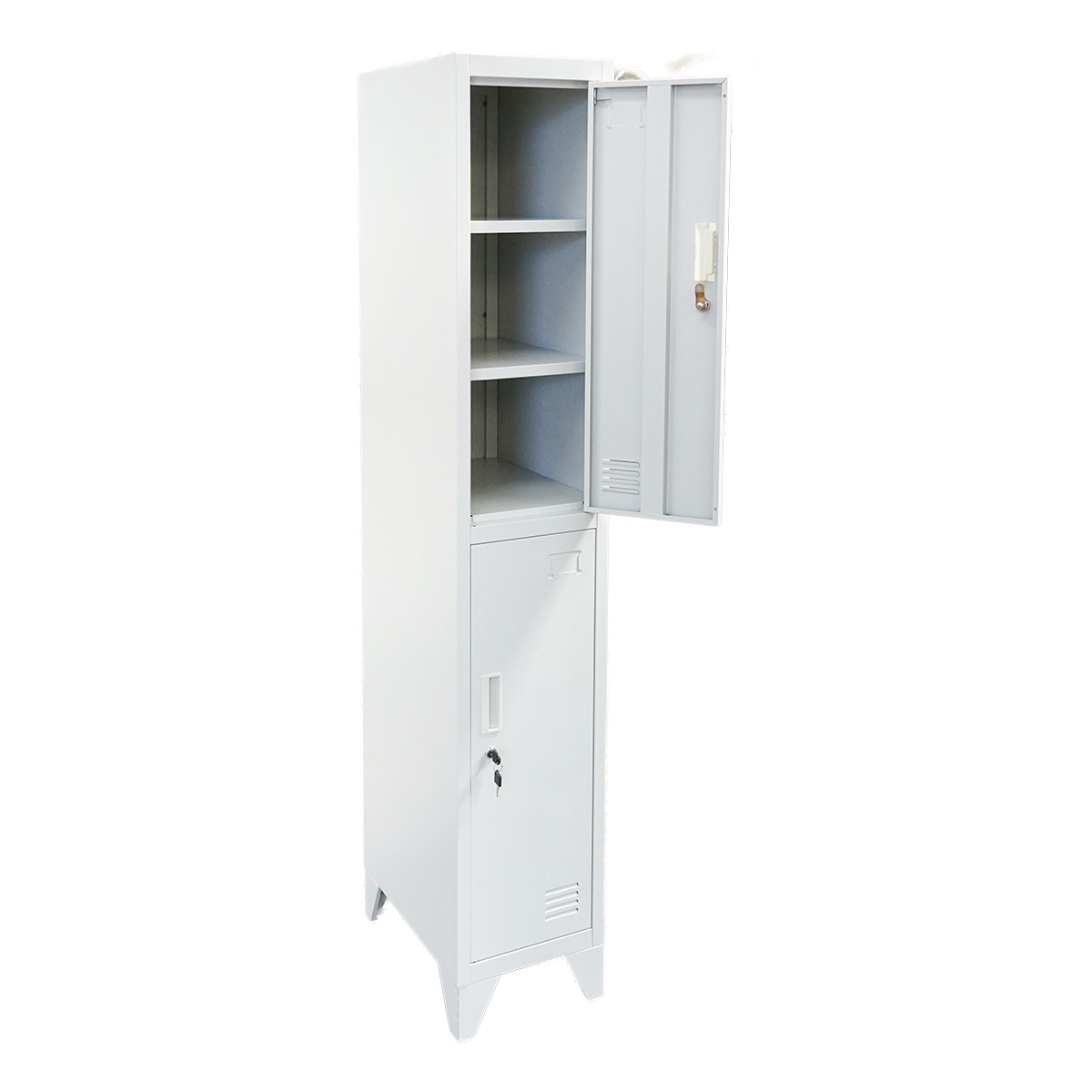 Dulap metalic fiset dublu tip vestiar gri cu 2 usi securizate 1850x380x450mm Breckner Germany - imagine 4