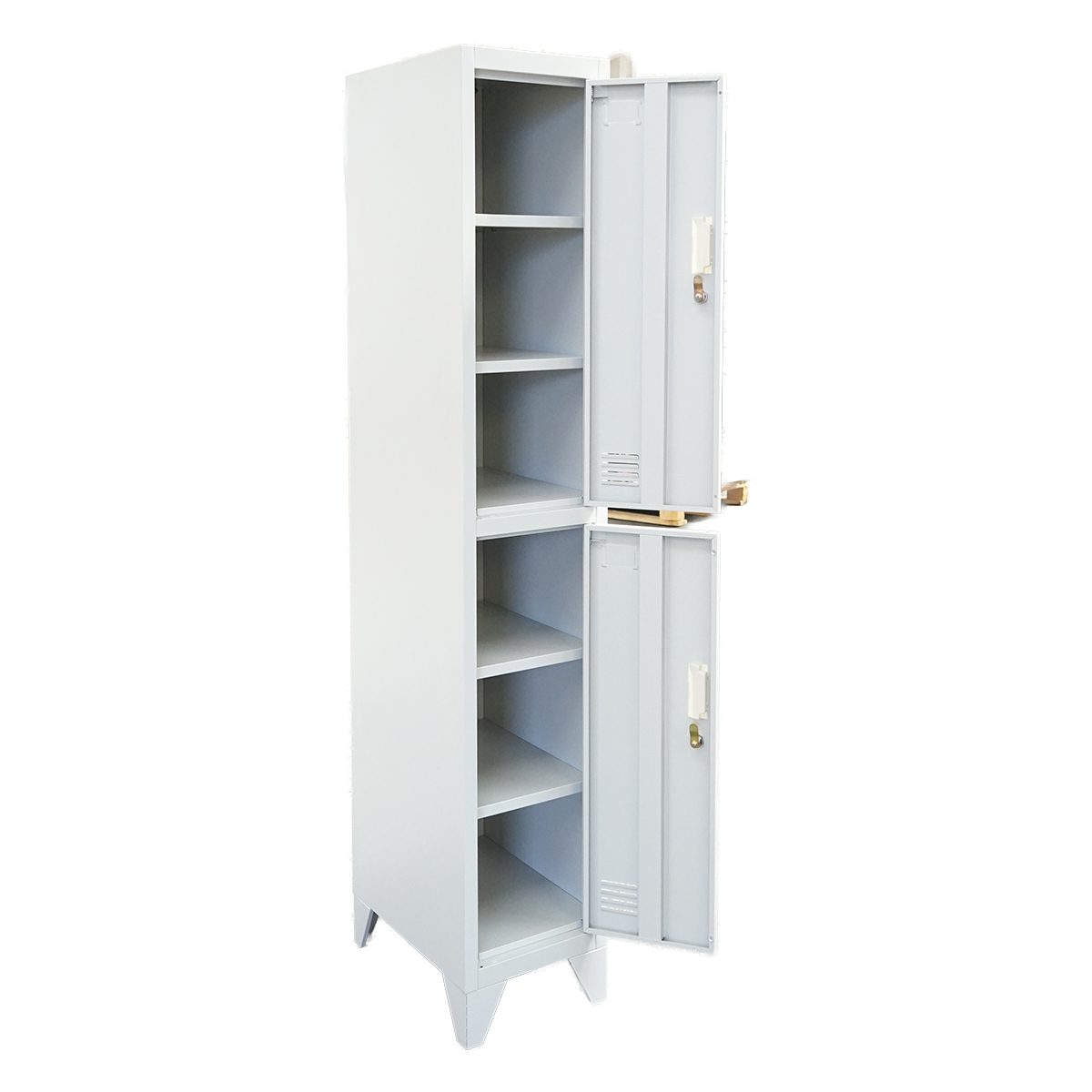 Dulap metalic fiset dublu tip vestiar gri cu 2 usi securizate 1850x380x450mm Breckner Germany - imagine 5