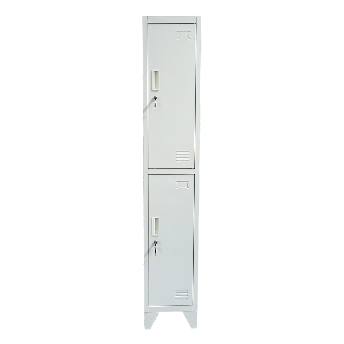 Dulap metalic fiset dublu tip vestiar gri cu 2 usi securizate 1850x380x450mm Breckner Germany