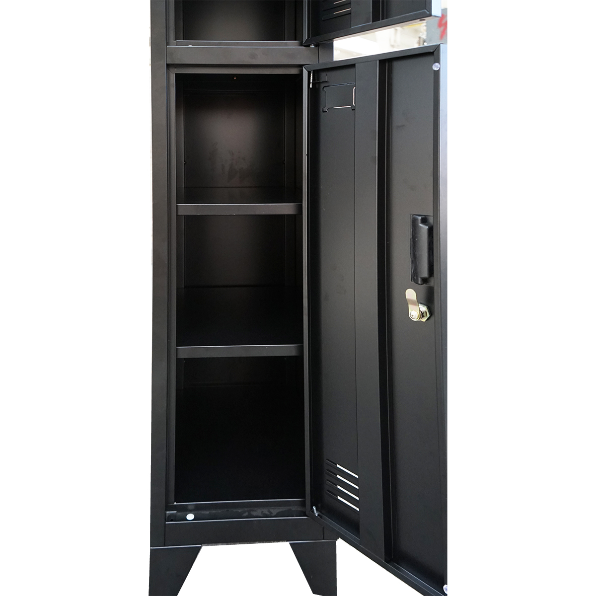 Dulap metalic fiset dublu tip vestiar negru cu 2 usi securizate 1850x380x450mm Breckner Germany - imagine 7