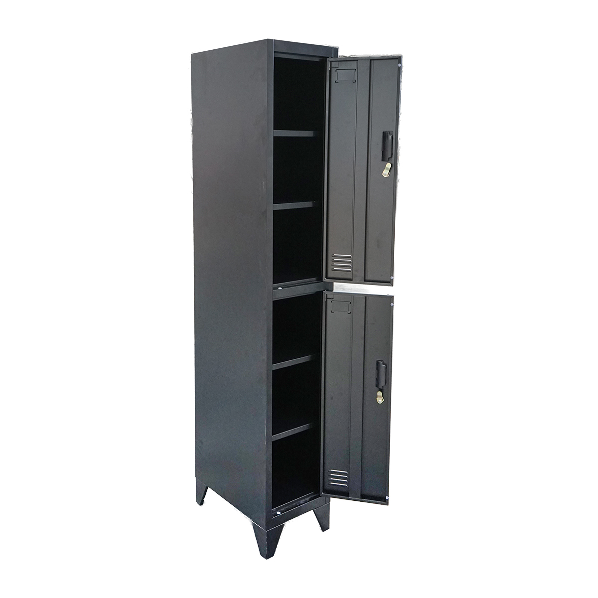 Dulap metalic fiset dublu tip vestiar negru cu 2 usi securizate 1850x380x450mm Breckner Germany - imagine 5