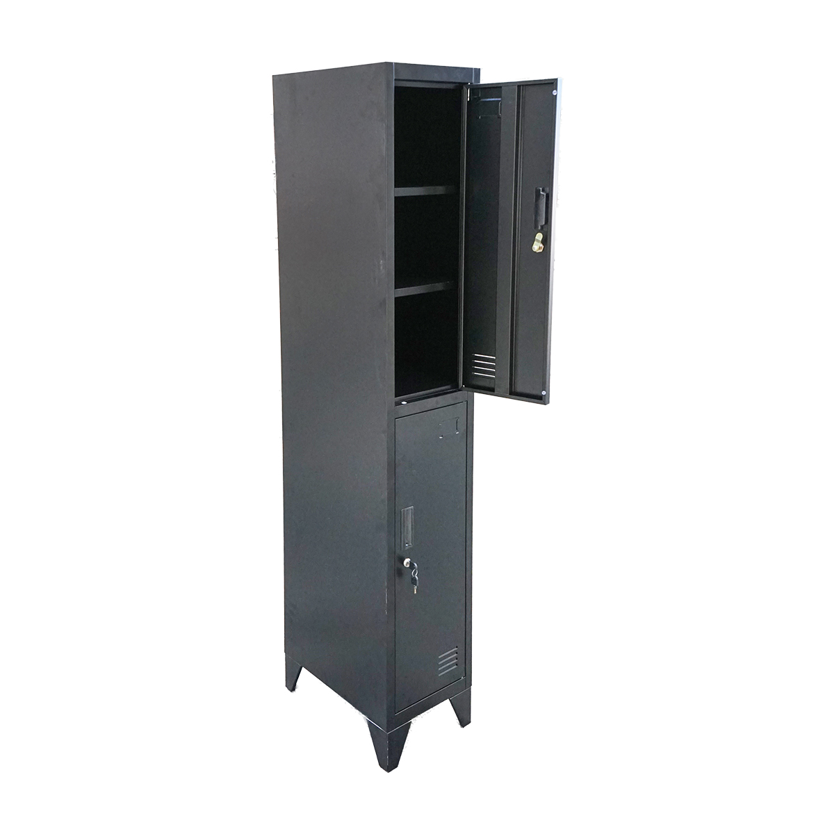 Dulap metalic fiset dublu tip vestiar negru cu 2 usi securizate 1850x380x450mm Breckner Germany - imagine 4
