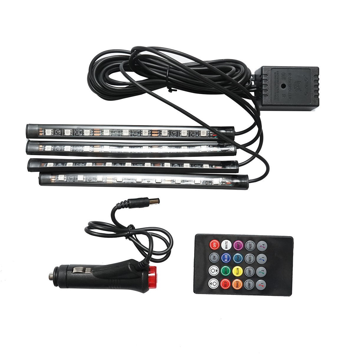 Banda LED lumini ambientale auto 12V, 9W cu telecomanda, control muzical 4x26cm RGB Breckner Germany - imagine 2